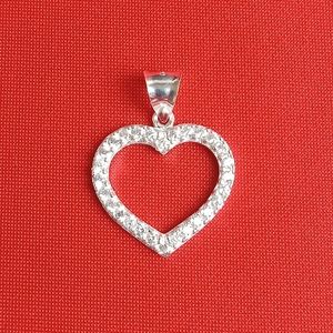 925 sterling silver heart with withe‎ Cubic Zircon pendant charm